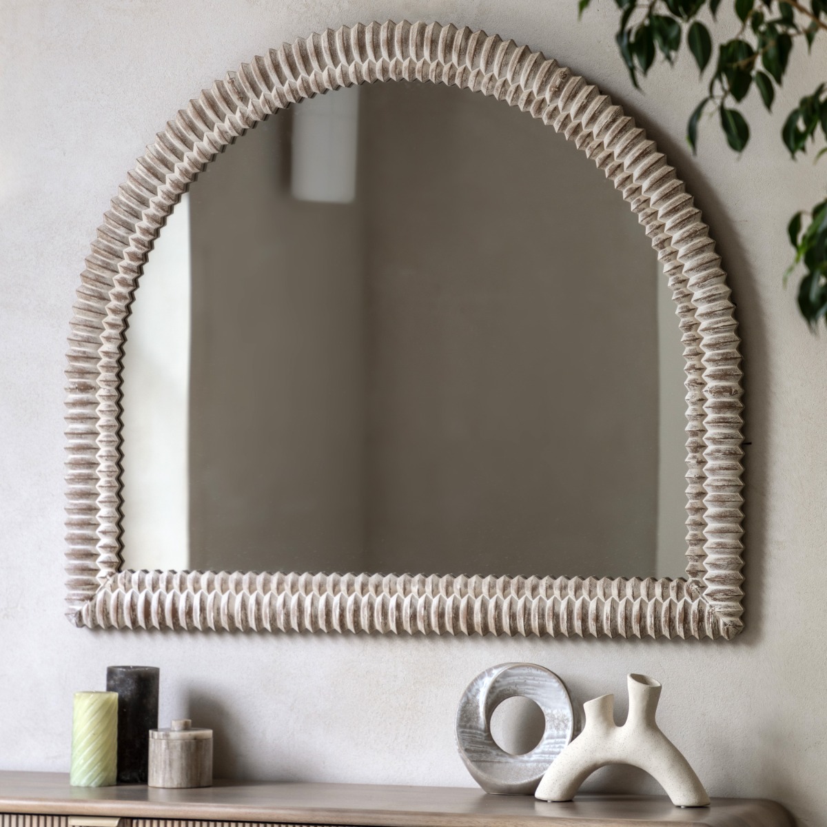 Emery Whitewash Overmantle Mirror by Gallery Living | Style Our Home