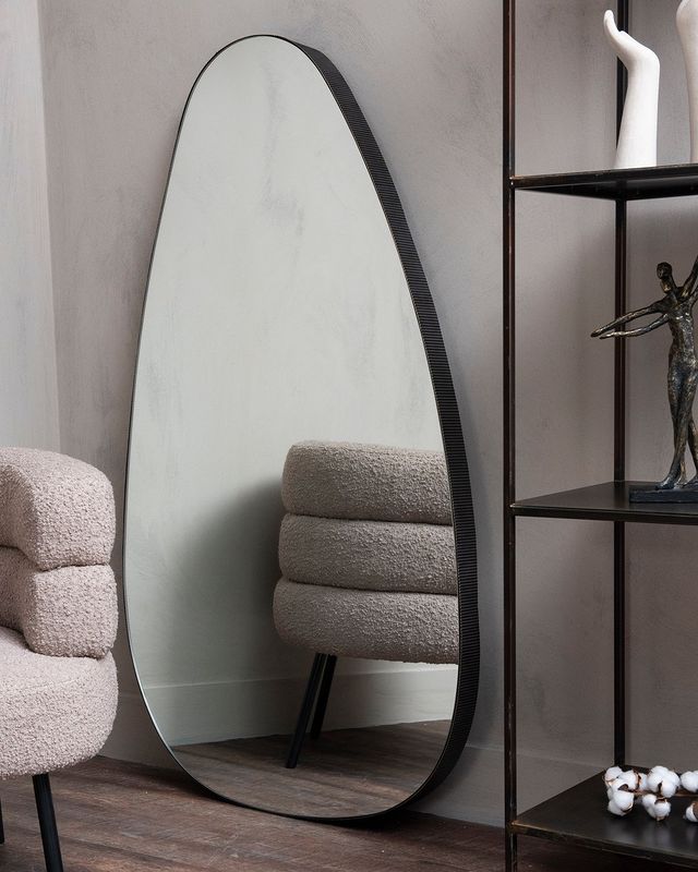 Organic Oversized Metal Framed Mirror Oak Wood Finish by Libra | Style Our Home 