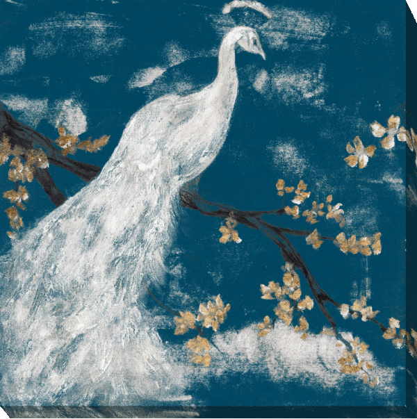 White Peacock Indigo i Canvas by Camelot Pictures | Style Our Home