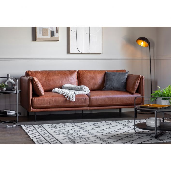 Ludlow Brown Leather Sofa by Hudson Living | Style Our Home