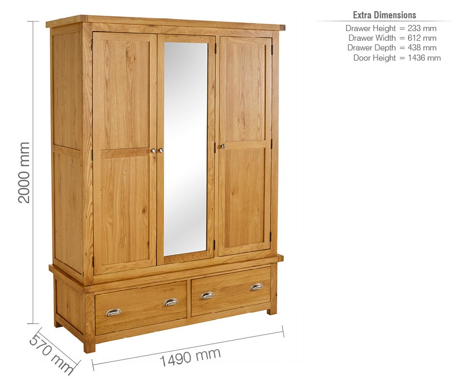 Woburn 3 Door 2 Drawer Wardrobe