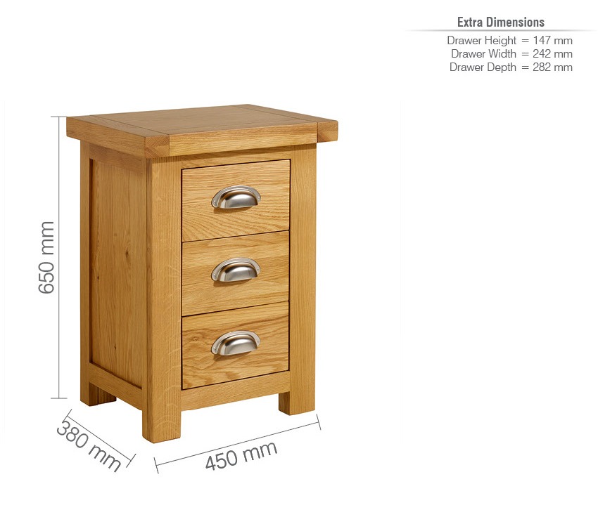 Woburn Large 3 Drawer Bedside