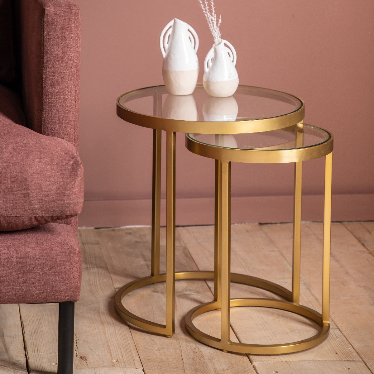 Perrin Gold Nest of 2 Tables by Gallery Living Style Our Home
