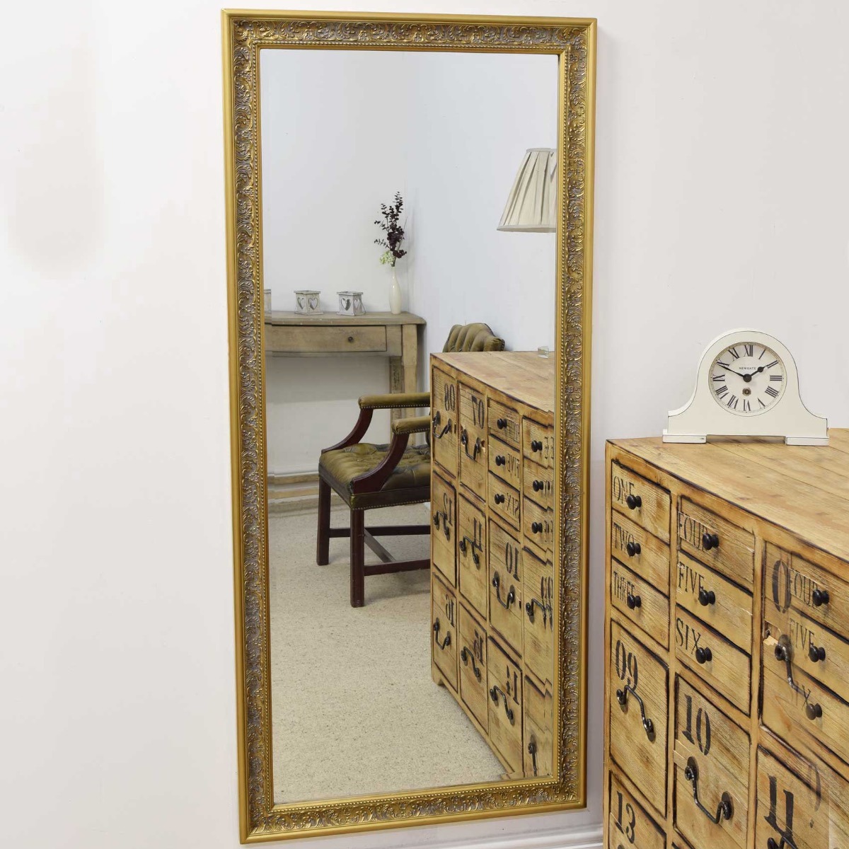 Maia Gold Shabby Chic Dress Mirror