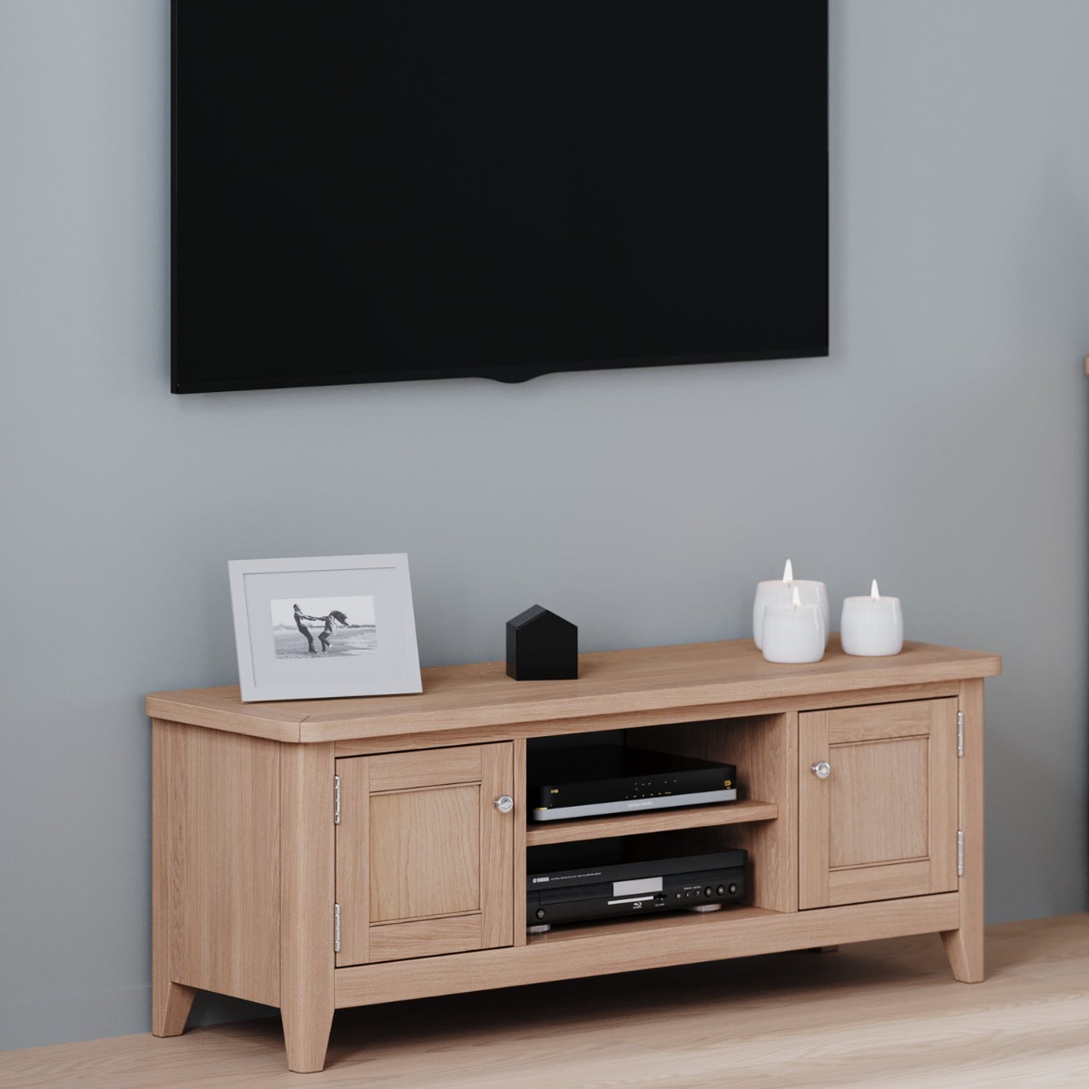 Arlyn Natual Oak Wide TV Cabinet by Hertiance Furniture | Style Our Home
