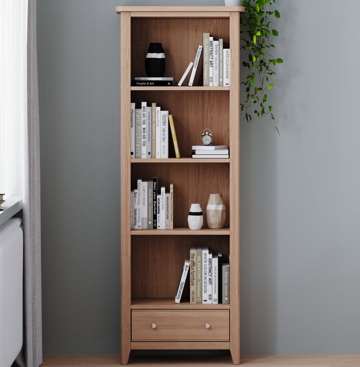 Arlyn Natual Oak Large Bookcase by Hertiance Furniture | Style Our Home