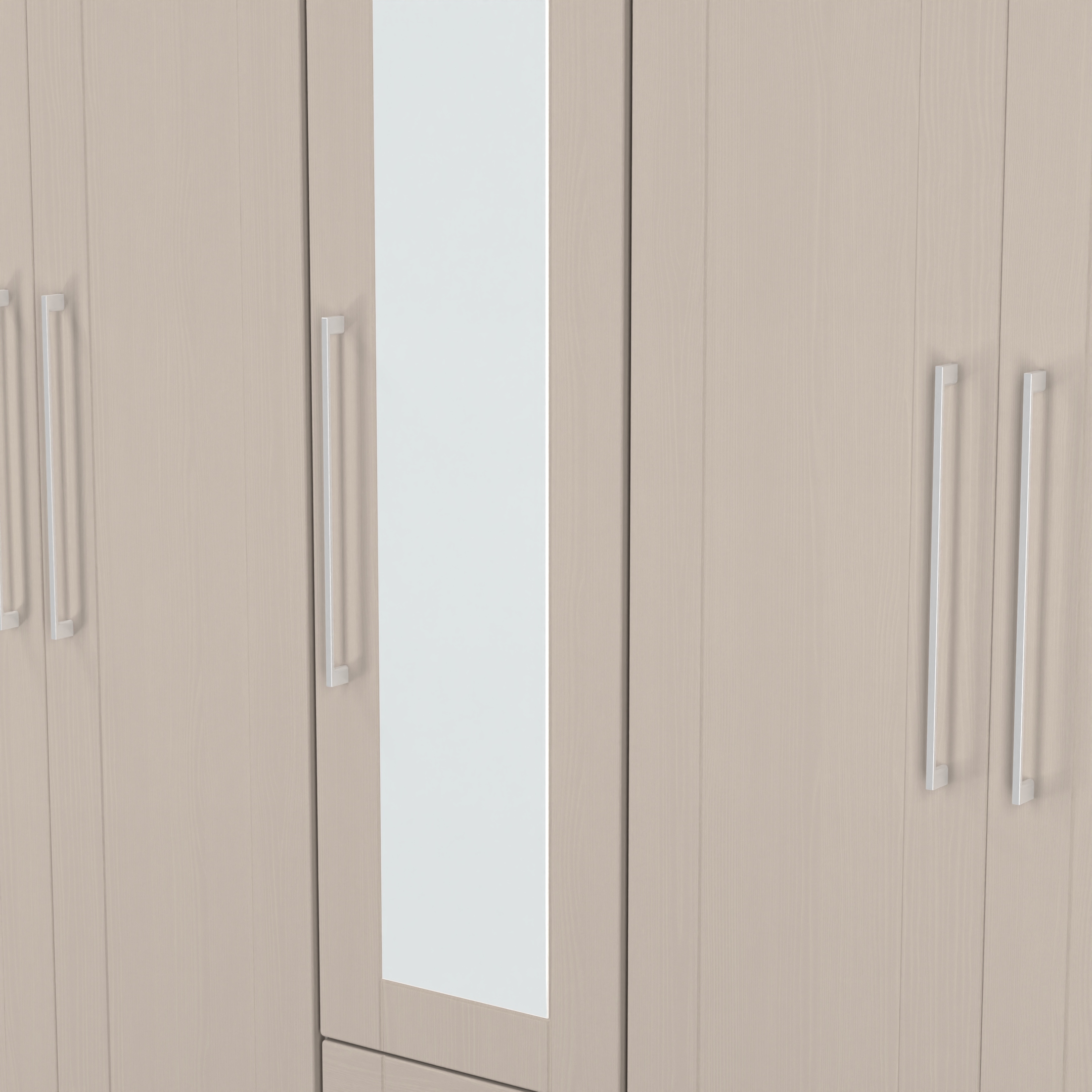 York Tall 5 Door Plain + 2 Drawer Mirrored Wardrobe in Kashmir Ash