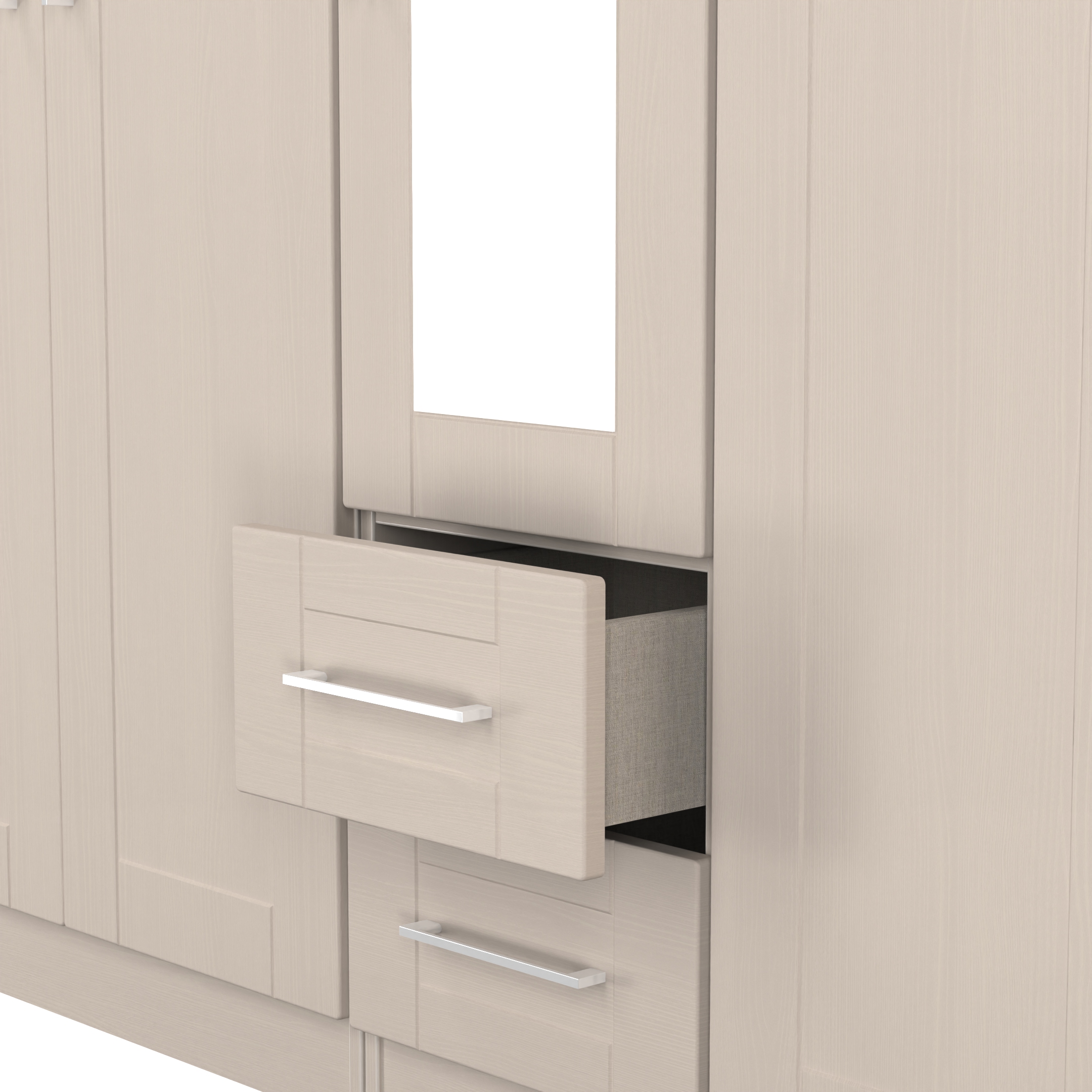York Tall 5 Door Plain + 2 Drawer Mirrored Wardrobe in Kashmir Ash